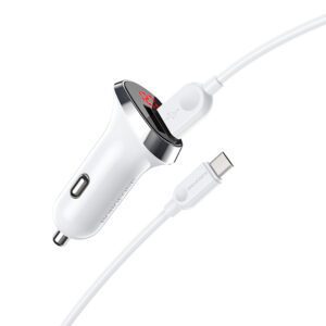 product-65425 Borofone Car charger BZ15 Auspicious - 2xUSB - 2,4A with USB to MicroUSB cable white
