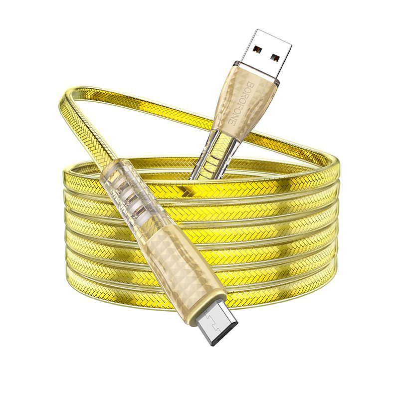 product-68271 Borofone Cable BU31 Clear Shadow Jelly - USB to Micro USB - 2,4A 1 metre gold