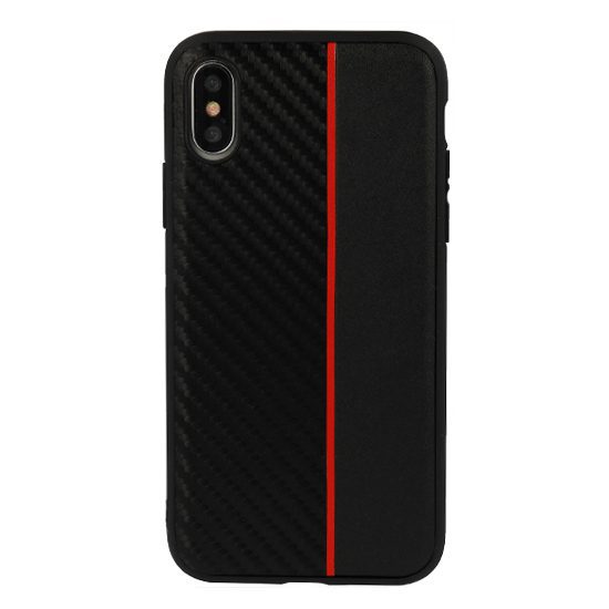 product-7647 MOTO CARBON Case for Samsung Galaxy A6 Plus 2018 Black with red stripe