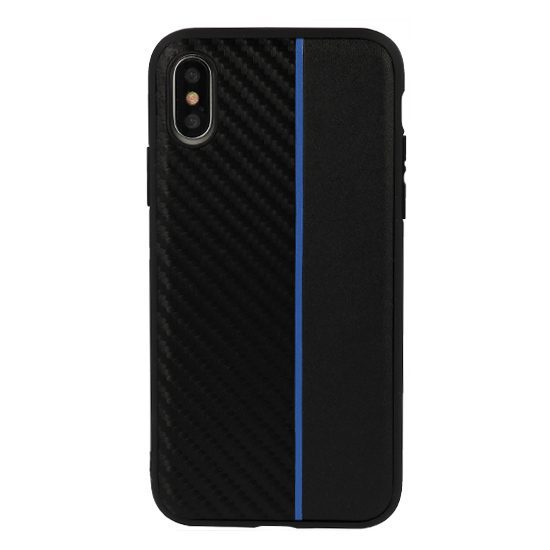 product-7648 MOTO CARBON Case for Samsung Galaxy A6 Plus 2018 Black with blue stripe