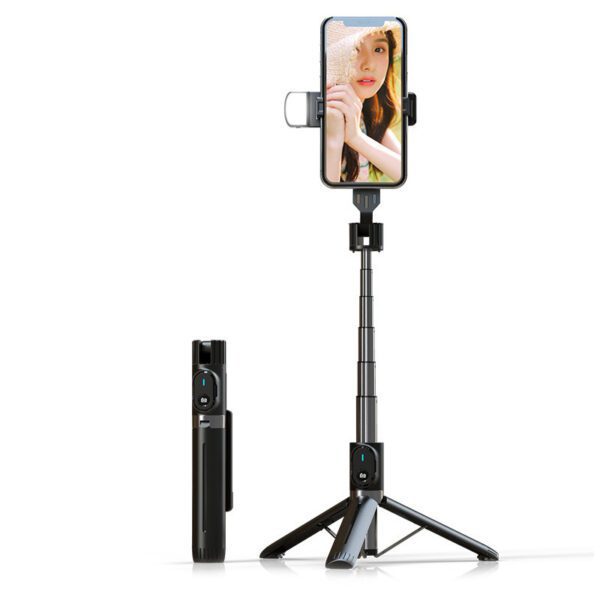 product-88759 Selfie Stick - with detachable bluetooth remote control, tripod and LED light - P90D BLACK
