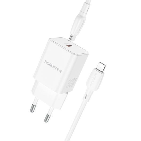 product-91491 Borofone Wall charger BN13 Safety GaN - Type C - PD 30W with Type C to Lightning cable white
