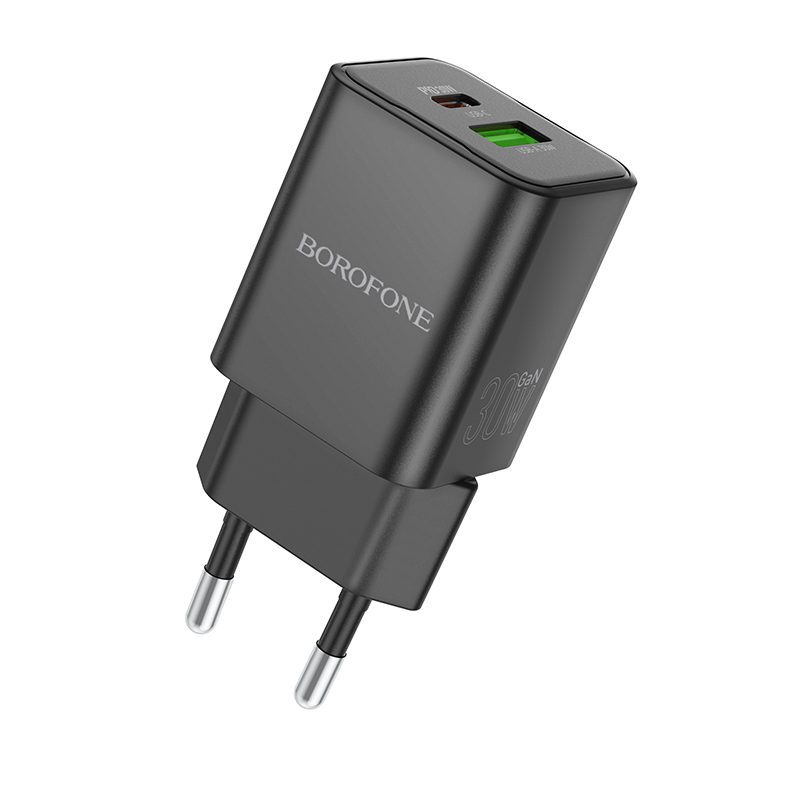 product-91495 Borofone Wall charger BN14 Royal GaN - USB + Type C - QC 3.0 PD 30W black