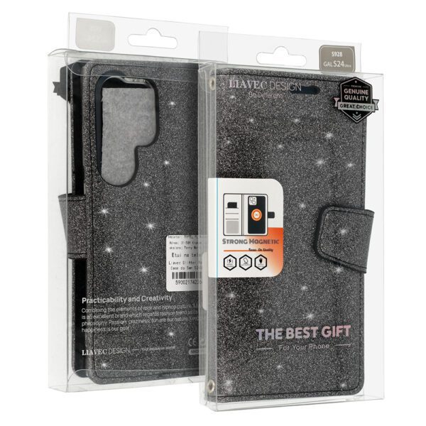 Glitter Magsafe Book Case for Samsung Galaxy S23 Plus black