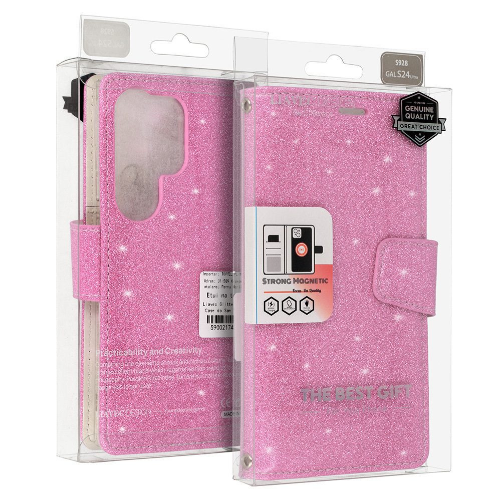Glitter Magsafe Book Case for Samsung Galaxy S23 Plus pink