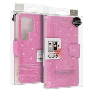 Glitter Magsafe Book Case for Samsung Galaxy S24 Plus pink