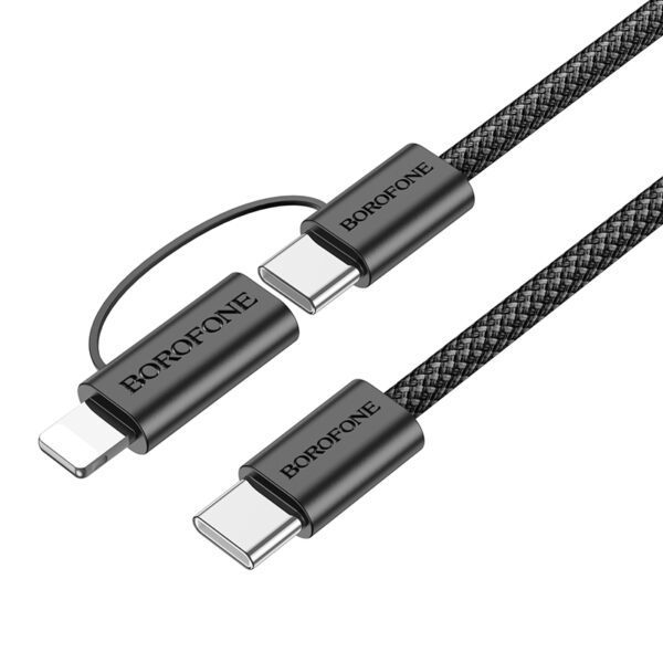 Borofone Cable BX104 Primo - Type C to Type C + Lightning - 60W 3A 1 metre black