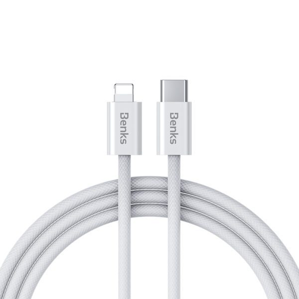 Benks Cable D46 braided - Type C to Lightning - PD 27W 3A 1 metre white