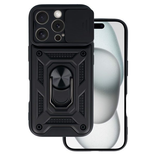Slide Camera Armor Case for Iphone 16 Pro Black