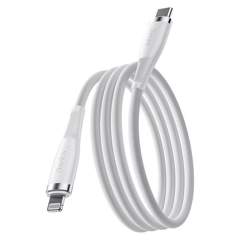 Benks Cable D47 braided - Type C to Lightning - PD 30W 1 metre white