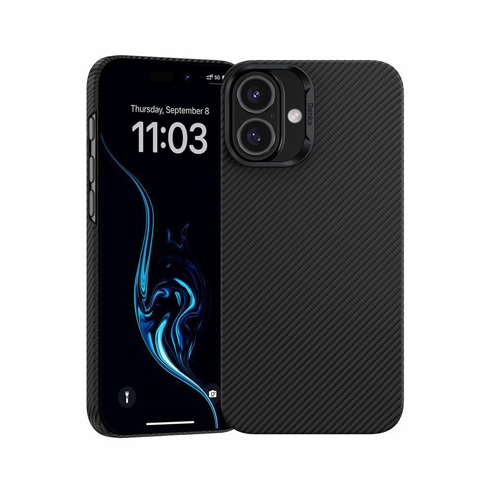 Benks Magnetic Armor Air Kevlar Case PC Frame 600D for Iphone 16 black