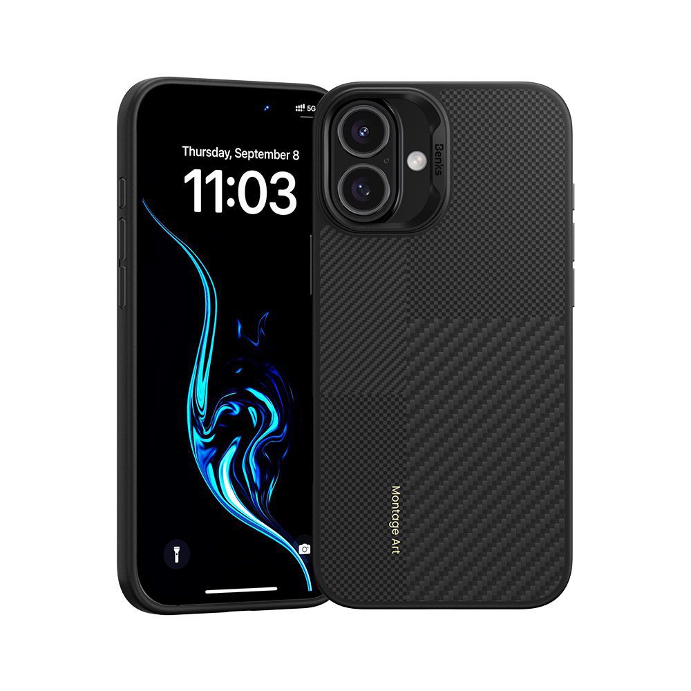 Benks Montage Magnetic Armor Pro Kevlar Case Metal Frame 600D+1500D for Iphone 16 Plus black