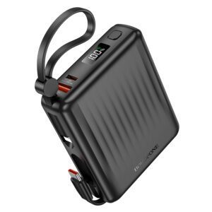 product-98622 Borofone Power Bank 15000mAh BJ70A Vigorous - USB + Type C - QC 3.0 PD 20W with Type C and Lightning cables black