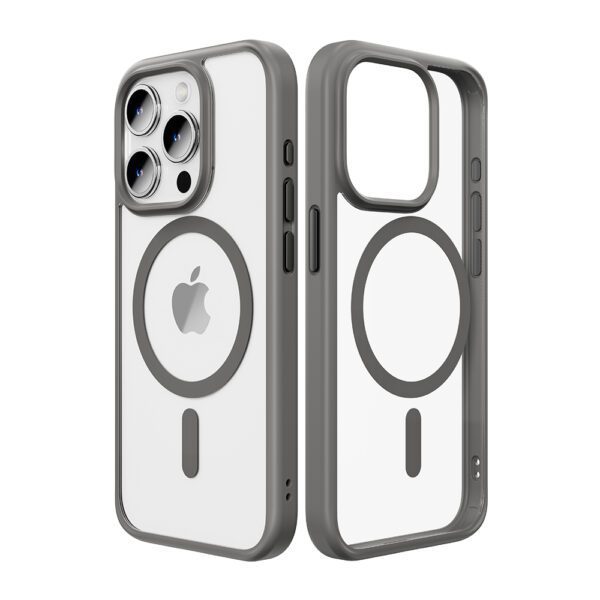 Rock Guard Series Magnetic Case for Iphone 15 Pro Max transparent-grey