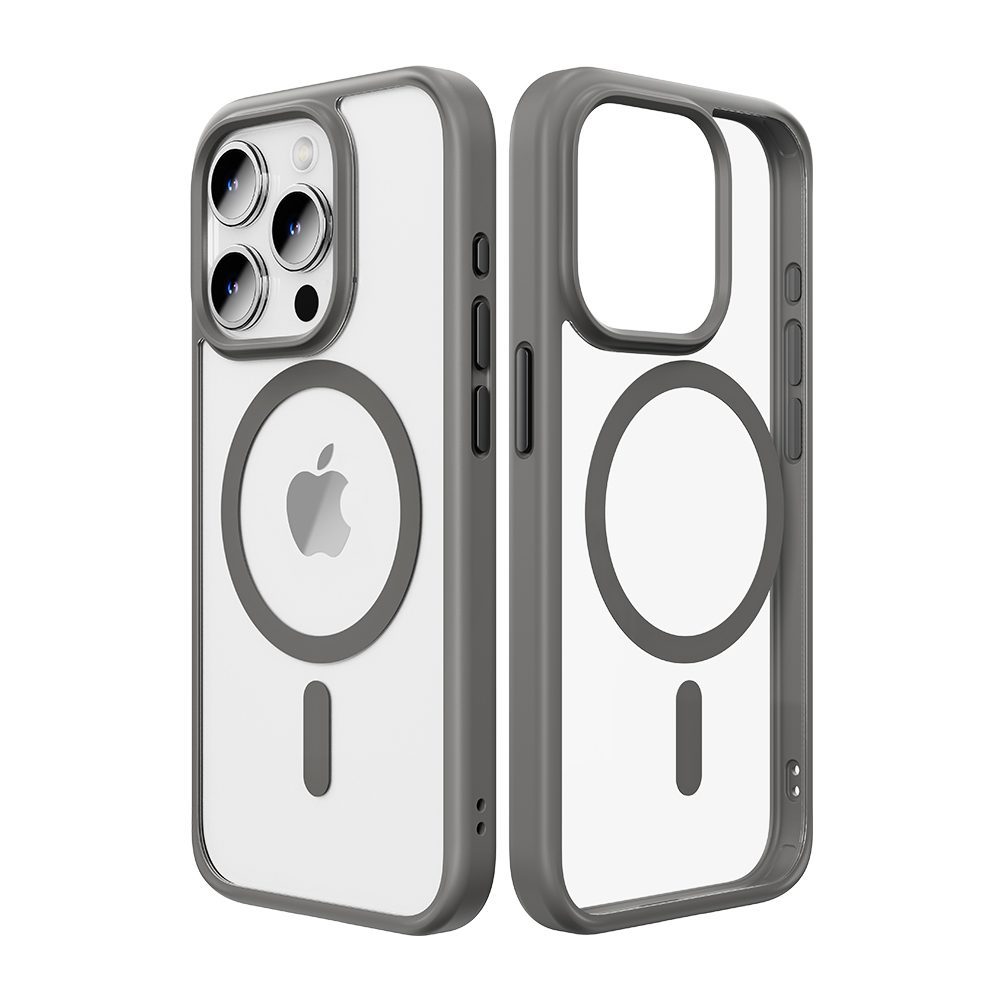 Rock Guard Series Magnetic Case for Iphone 15 Pro Max transparent-grey