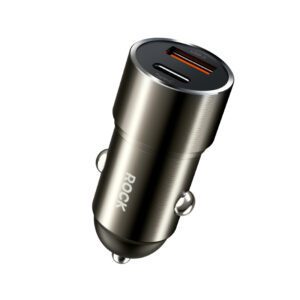 Rock Car charger H20  - USB + Type C - 15W 3A dark grey