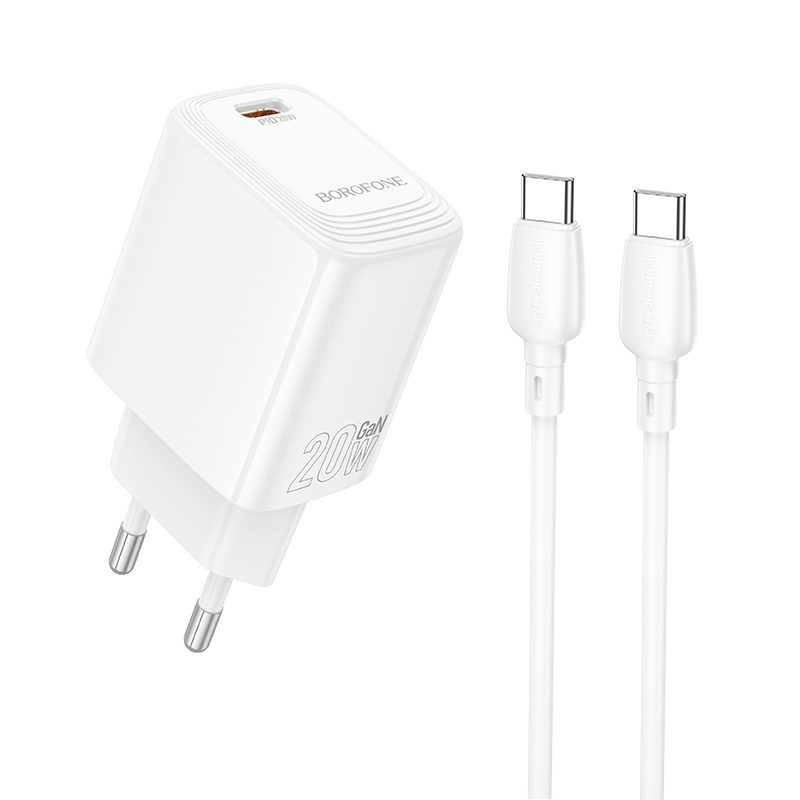 product-99880 Borofone Wall charger BN26 Fuente - Type C - PD 20W with Type C to Type C cable white