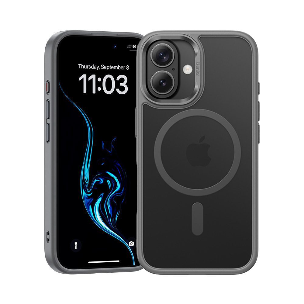 Benks Magnetic Mist Case Metal Frame for Iphone 16 Plus grey