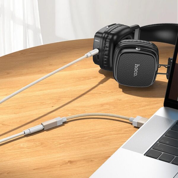 0773afe788d8ae1a619390299b3c5b79 Adapter AUX USB A (male) to Jack 3,5 mm (female) Hoco UPA32D gold