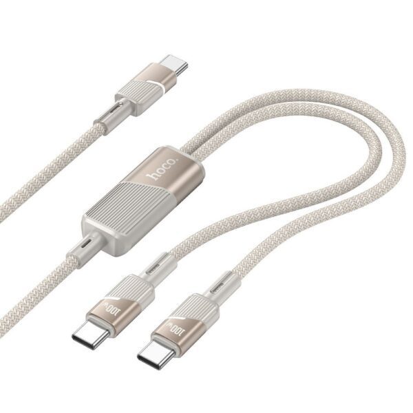 0b60541434538d2ba6fe6a7feca6c4ca Cable 2in1 USB C to USB C / USB C Hoco 5A 100W 1,2 m U139 gold