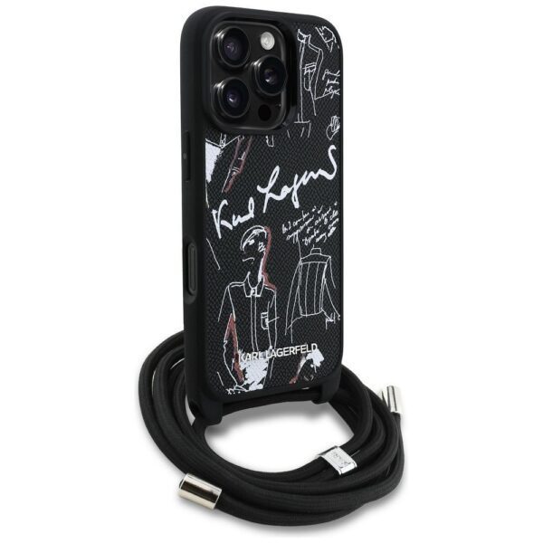 bed8ad5a7b0ae52f93bd66968759c46c KARL LAGERFELD case for IPHONE 16 PRO KLHCP16LPGGRMPCK compatible with MagSafe (CRSSBY Grained PU W/ Pattern & Logo) black