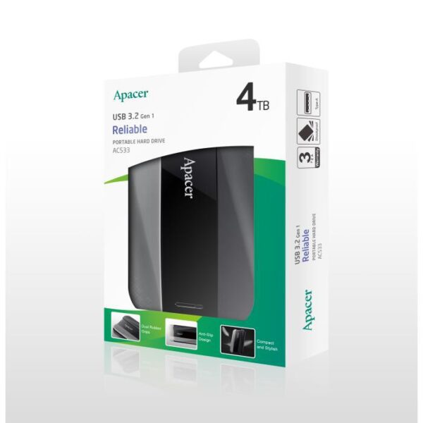 Εξωτερικός Σκληρός Δίσκος 2.5" Apacer AC533 4TB USB 3.2 Gen1 Μαύρο