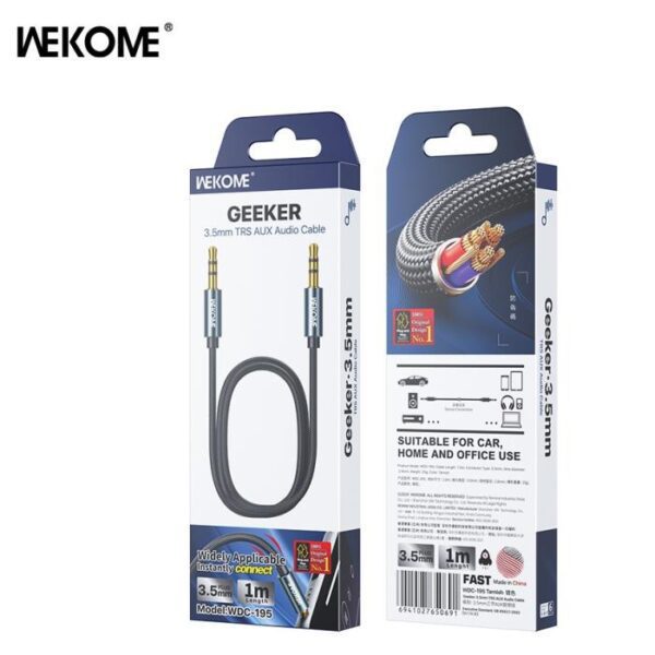 0098320 Καλώδιο Ήχου 3.5mm M/M WK WDC-195 1m Γκρι