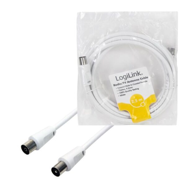 0099167 Καλώδιο Κεραίας TV M/F LogiLink CA1061 2.5m Λευκό