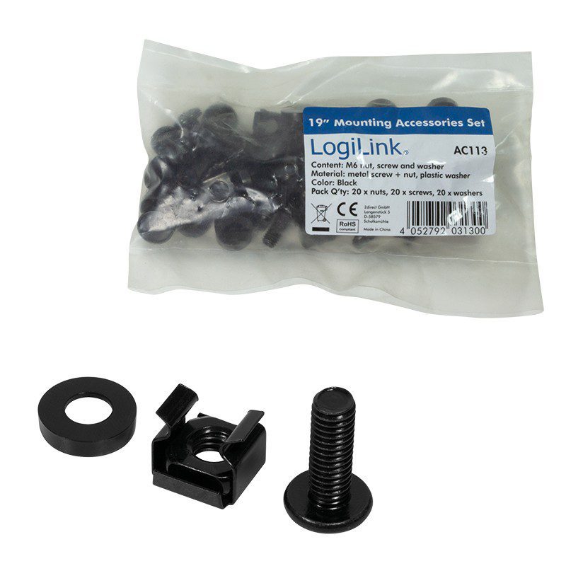 0283781 Σετ Βίδες με Παξιμάδια Μ6 Logilink AC113 20 τμχ