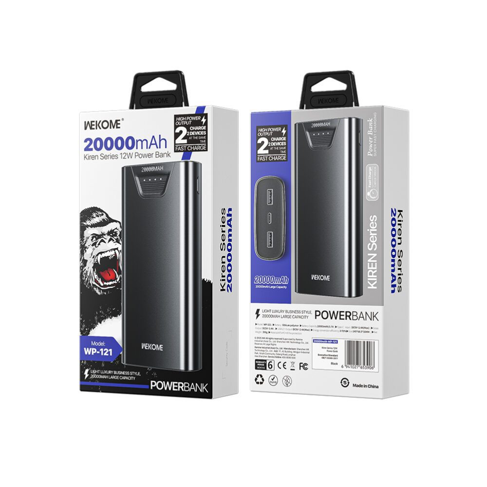 0284296 Power Bank 20000mAh 12W WK WP-121 2 Θέσεων Λευκό