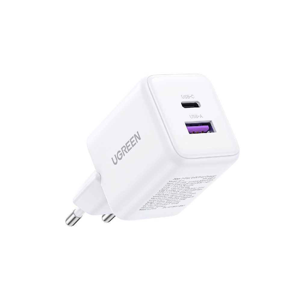 Φορτιστής Σπιτιού GaN PD 30W UGREEN X516 65015 2 Θέσεων Λευκό