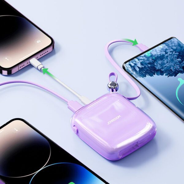 Joyroom powerbank 10000mAh Jelly Series 22.5W with built-in USB C cable purple (JR-L002)eng