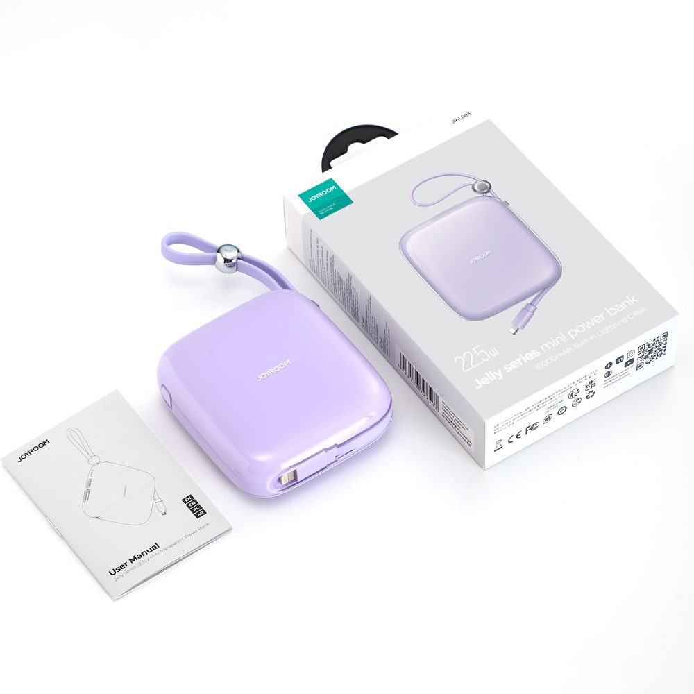 Joyroom powerbank 10000mAh Jelly Series 22.5W with built-in Lightning cable purple (JR-L003)eng
