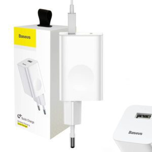14075_6 Ładowarka sieciowa Baseus Charging Quick Charger, USB, QC 3.0, 24W (biała)