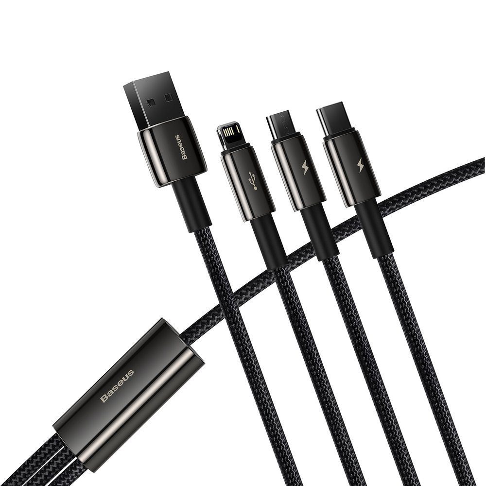 Baseus Tungsten 3in1 cable USB - USB Type C / Lightning / micro USB 3.5 A 1.5 m black (CAMLTWJ-01)eng