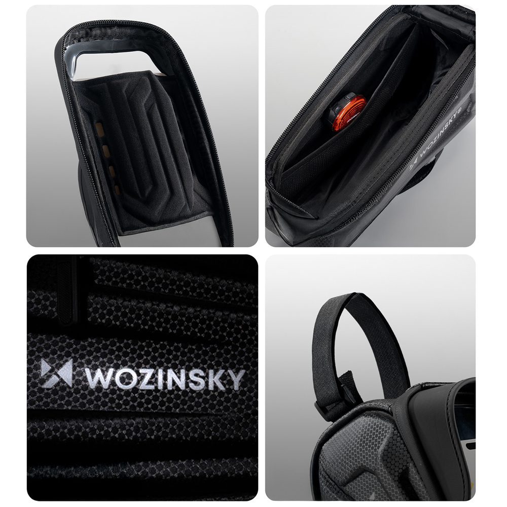 Wozinsky bicycle bag for the frame, armored, with a phone pocket, 1.7 l - blackeng