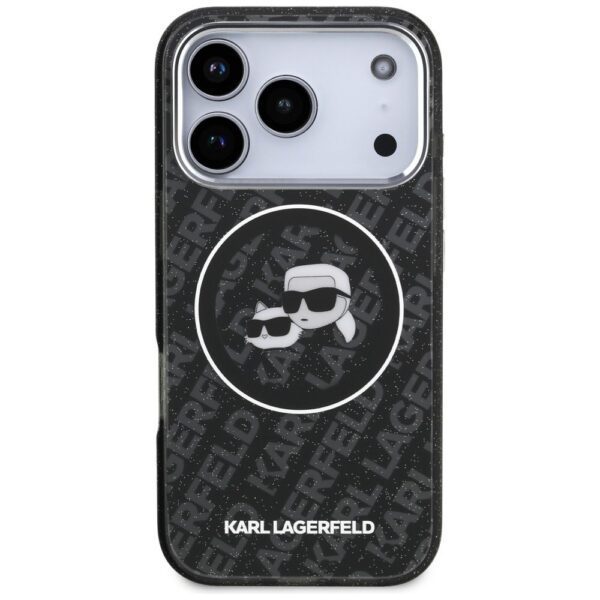KARL LAGERFELD case for IPHONE 17 Pro compatible with MagSafe KLHMP17LHMKBKCHOK (IML Glitter K&C Heads Logo) black