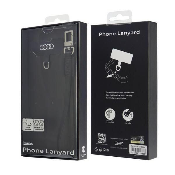 189658_3 Audi Crossbody Leather Universal Lanyard 28cm x 10mm - Blackeng