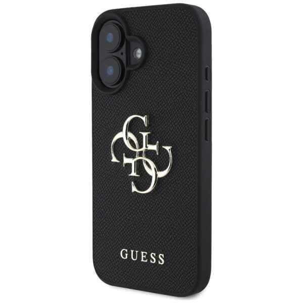 Guess Grained Big 4G Logo Small Classic Logo case for iPhone 16 - blackeng