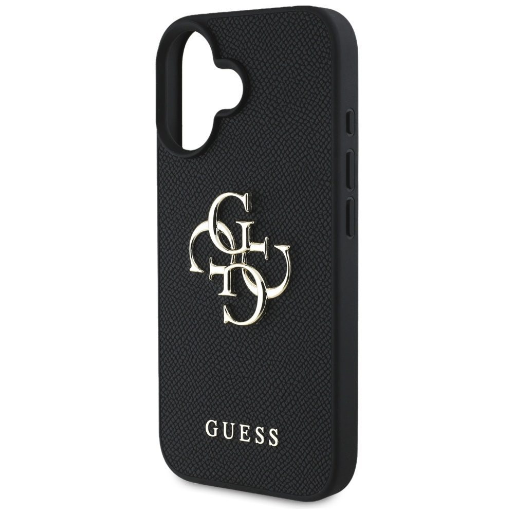 Guess Grained Big 4G Logo Small Classic Logo case for iPhone 16 - blackeng