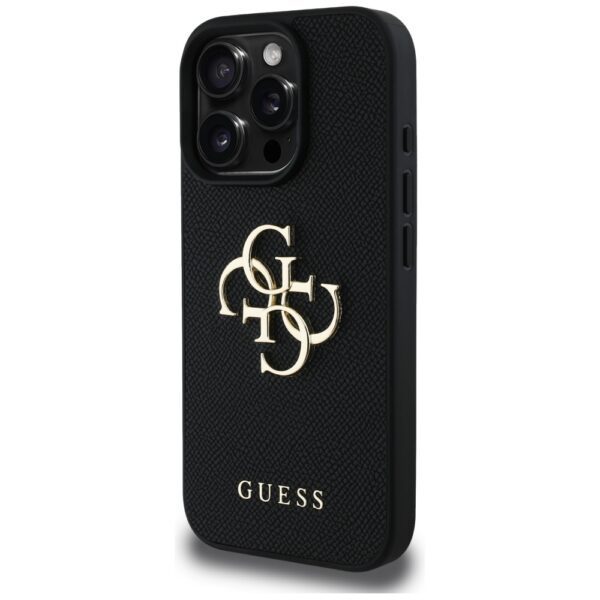 Guess Grained Big 4G Logo Small Classic Logo case for iPhone 16 Pro - blackeng