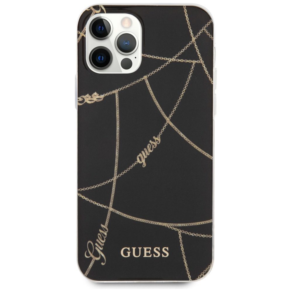 Guess Gold Chain Collection iPhone 12 Pro Max 6.7" Case - Blackeng