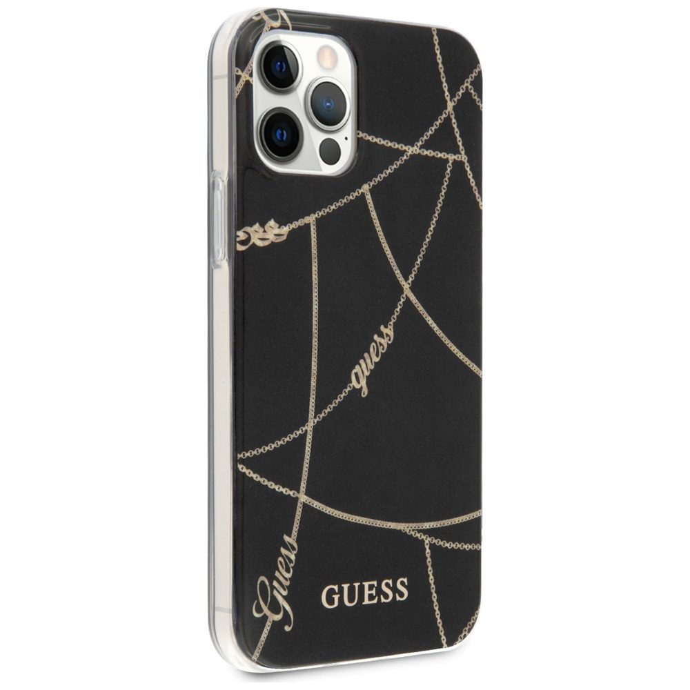 Guess Gold Chain Collection iPhone 12 Pro Max 6.7" Case - Blackeng