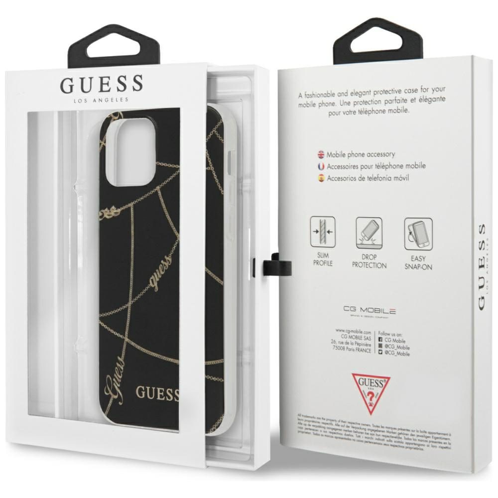 Guess Gold Chain Collection iPhone 12 Pro Max 6.7" Case - Blackeng