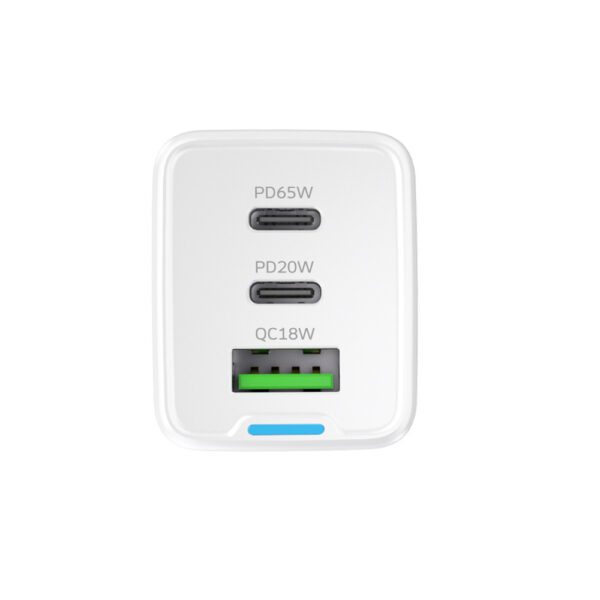 Wozinsky GaN 65W Charger with 2xUSB-C USB Ports with 65W CC Cable - Whiteeng