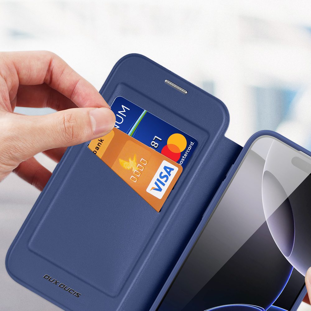 Etui Dux Ducis Skin X Pro na iPhone 17 Pro z portfelem, kompatybilne z MagSafe – niebieskiepol