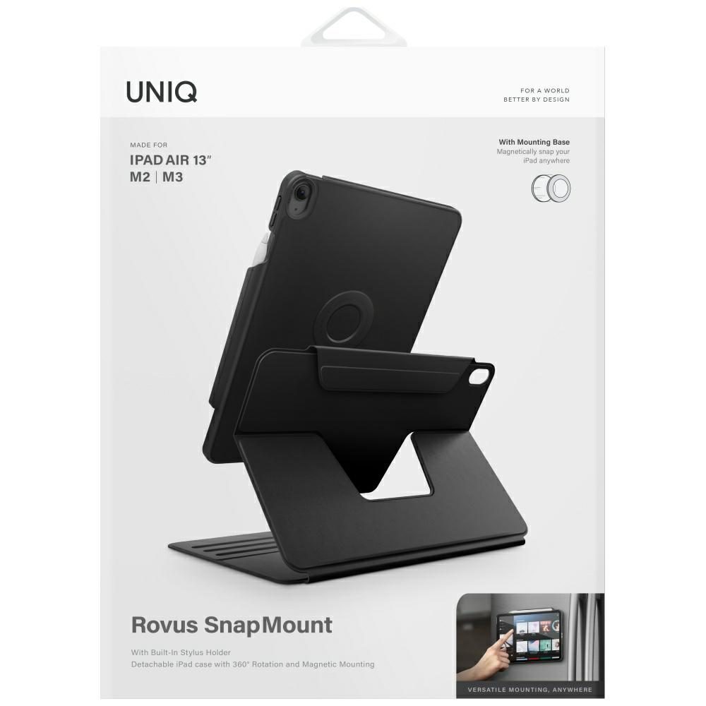 195807_10 Uniq Rovus Snapmount Magnetic 360 Rotating Detachable case for iPad Air 13" 2024 / 2025 - blackeng