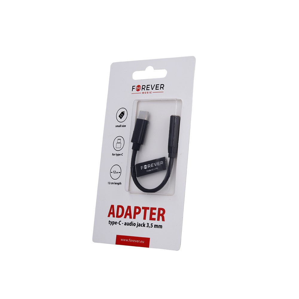 Forever adapter audio USB-C - jack 3,5mm black