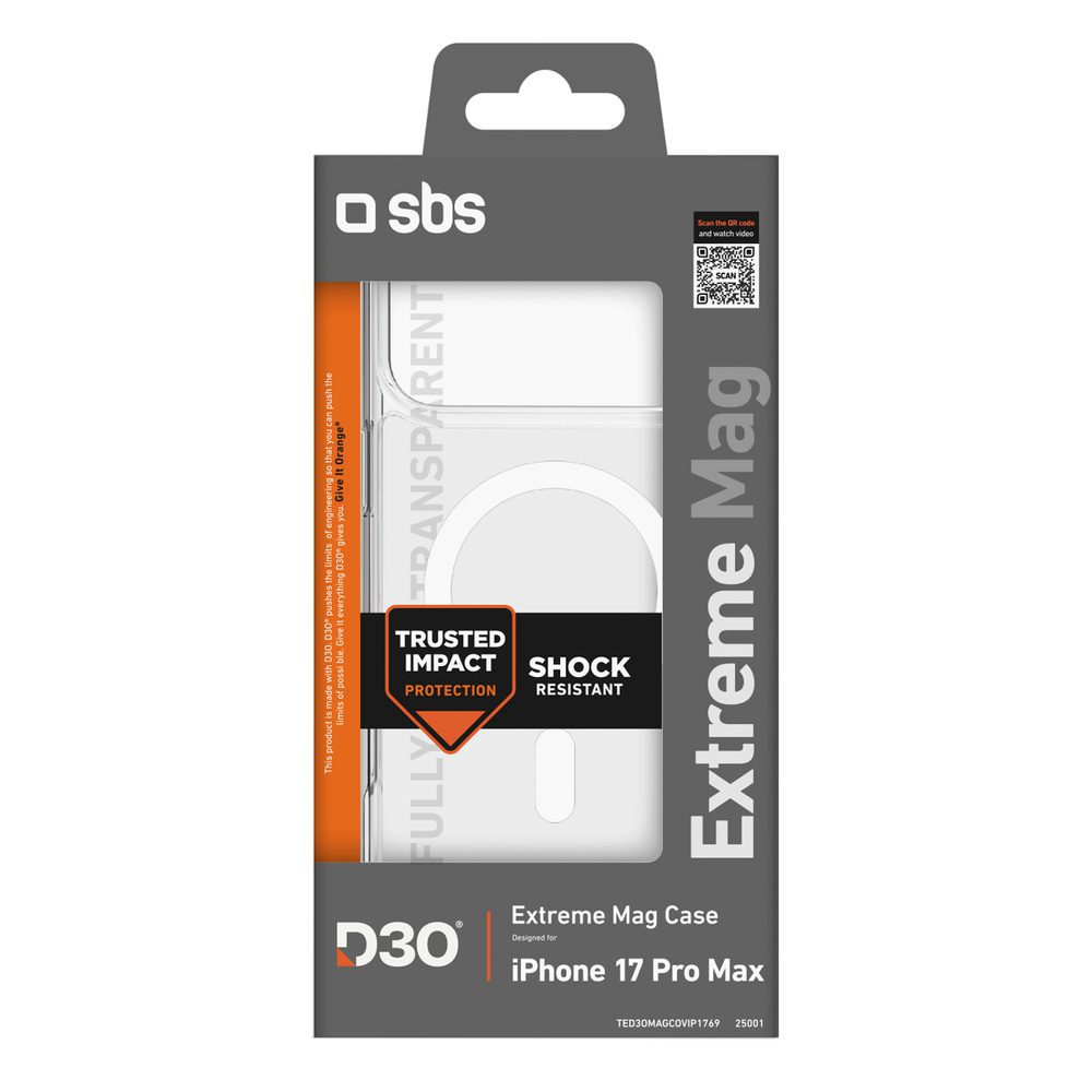 SBS Extreme Mag Case with D3O Technology for iPhone 17 Pro Max - Transparenteng