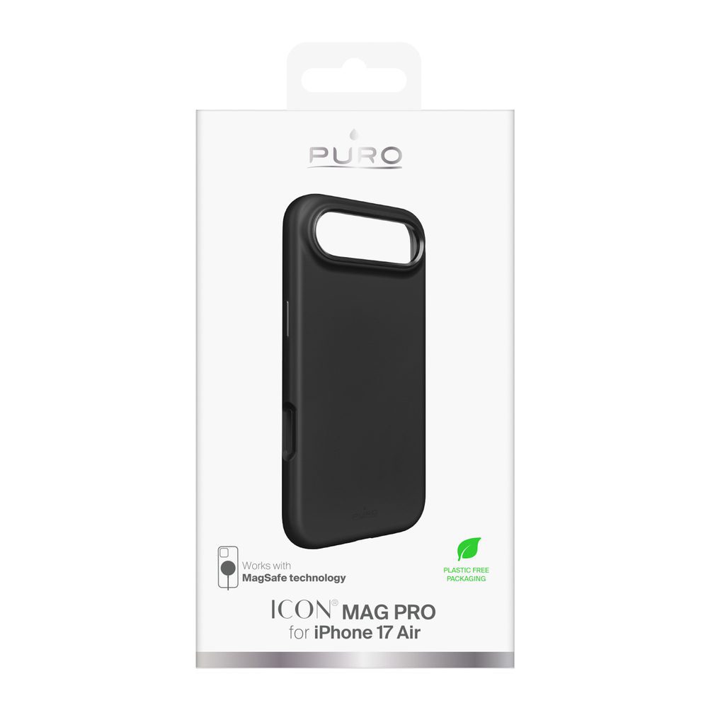 Pure Icon Mag Pro Liquid Silicone Case for iPhone 17 Air, MagSafe Compatible, with Camera Protection and Aluminum Buttons - Blackeng